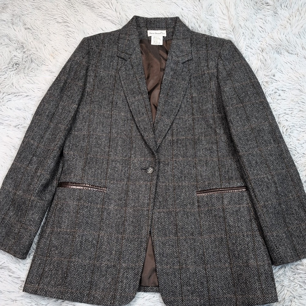 Vintage Harve Benard Jacket Womens 12 Gray Wool Blazer Faux Pockets Ukraine